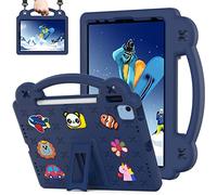 QYiiD Coque Enfant pour iPad 10th Generation 10.9 Pouces, Robuste Enfant Cas de Preuve d'enfant Housse avec Porte-Crayon, Support Rotatif & Bandoulière pour 10.9" iPad Case 2022 Released, Bleu foncé