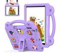 QYiiD Coque Enfant pour iPad 9.7 2018/2017, Robuste Enfant Cas de Preuve d'enfant Housse avec Porte-Crayon, Support Rotatif & Bandoulière pour iPad 9.7 Pouces 5th / 6th Generation, Violette