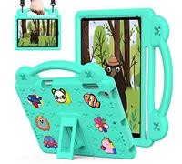 QYiiD Coque Enfant pour iPad 9.7 2018/2017, Robuste Enfant Cas de Preuve d'enfant Housse avec Porte-Crayon, Support Rotatif & Bandoulière pour iPad 9.7 Pouces 5th / 6th Generation, Vert