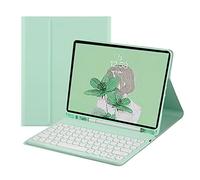 QYiiD Coque pour iPad 6e 5e génération Air 2 Pro 9,7" avec clavier rond et magnétique détachable pour iPad 9.7 2018/2017 avec porte-crayon - Vert