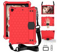QYiiD Coque pour iPad 8ème Génération 2020 / iPad 7ème 2019, Antichoc Etui Housse EVA Enfants Antichoc Protecteur avec Poignée Support et Porte-Crayons pour iPad 10.2 2020/2019, Rouge/Noir