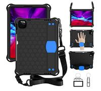 QYiiD Coque pour iPad Pro 11" 2020/2018, Antichoc Etui Housse EVA Enfants Antichoc Protecteur avec Poignée Support et Porte-Crayons pour Apple New iPad Pro 11 Pouces 2nd/1st, Noir/Aqua