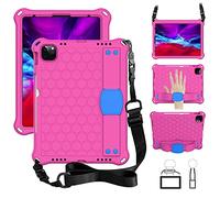 QYiiD Coque pour iPad Pro 11" 2020/2018, Antichoc Etui Housse EVA Enfants Antichoc Protecteur avec Poignée Support et Porte-Crayons pour Apple New iPad Pro 11 Pouces 2nd/1st, Rose/Bleu