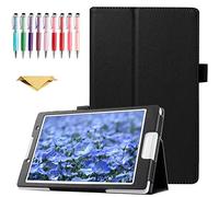QYiiD Coque pour Lenovo Tab 4 8 Plus TB-8704V 8704V, Coque de Protection Folio Stand étui Fonction Sommeil/Réveil pour Lenovo Tab 4 8.0 TB-8804F 8804F TB-8804N 8804X Tablet, Noir