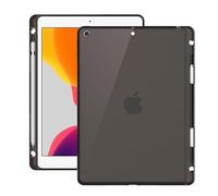 QYiiD Coque transparente pour iPad 10e génération, étui pour iPad 10{^>e<^} génération 2022 avec porte-crayon, absorption des chocs, coque transparente en gel TPU souple, protection en silicone, noir
