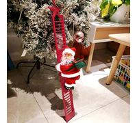 QYiiD Échelle électrique du Père Noël, décoration de Noël avec musique qui monte et descend - Échelle électrique rouge, longueur 56 cm, poupée 24 x 12 cm