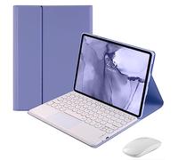 QYiiD Étui à rabat avec clavier pour tablette Xiaomi Pad 6/6 Pro 11" avec jolie touche ronde, clavier et souris amovibles sans fil, violet