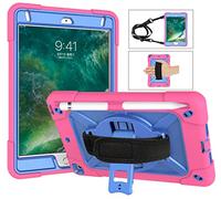QYiiD Étui Antichoc pour iPad Mini 3/ Mini 2/ Mini 1 Enfant ou Adult Coque de Robuste avec Porte-Stylet, Support Pivotant, Dragonne pour iPad Mini 1 2 3 (Rosa+Bleu)