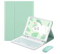QYiiD Étui AVCE Clavier et Souris pour iPad Mini 5/4/3/2/1, Housse Coque de Protection avec Détachable sans Fil AZERTY Clavier pour iPad Mini 5 2019(5th Gen.)/ iPad Mini 4 2015, Vert