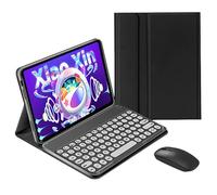 QYiiD Étui avec clavier et souris pour Lenovo Tab M10 Plus 10,3 pouces/K10 (TB-X606F/TB-X606X/TB-X6C6F/TB-X6C6X) Étui folio fin avec clavier et souris sans fil à touches rondes Noir