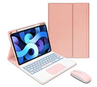 QYiiD Étui avec clavier pour iPad Air 2/iPad Air, rétro-éclairage et support pour crayons, clavier sans fil fin magnétique pour iPad 9,7", rose