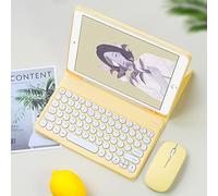 QYiiD Étui avec clavier pour iPad Mini 6 8,3", clavier rond sans fil détachable avec coque de protection magnétique et porte-crayon pour iPad Mini 6ème génération 2021, jaune