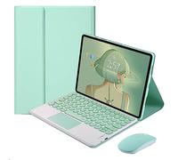 QYiiD Étui avec clavier pour Lenovo Tab P11 Pro 11,5" 2020 (TB-J706F / TB-J706L), housse de clavier folio avec jolie touche ronde sans fil amovible, clavier et souris amovibles, vert