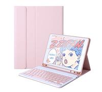 QYiiD Étui avec clavier pour Pad Air 5e/4e génération 10,9" 2022/2020, clavier pour iPad Pro 11" 2022/2021/2020/2018, coque intelligente légère avec clavier amovible, rose