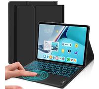 QYiiD Étui avec clavier rétroéclairé et pavé tactile pour Lenovo Tab P12 Pro avec porte-stylo 12,6" version 2021 TB-Q706F TB-Q706Z, étui en cuir avec support et clavier sans fil, noir