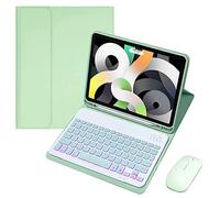 QYiiD Étui avec clavier rétroéclairé pour iPad Mini 6 8,3", clavier Bluetooth magnétique amovible, souris, support fin avec porte-crayon pour iPad Mini 6e génération 2021, vert
