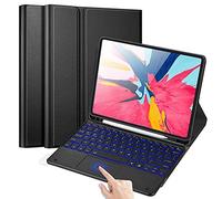 QYiiD Étui avec clavier rétroéclairé pour iPad Pro 12.9 2018/2020/2021 et 4e/3e génération, [prend en charge le chargement du crayon], housse de clavier Bluetooth sans fil magnétique amovible avec porte-crayon, noir