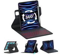 QYiiD Étui avec clavier rotatif pour iPad Air 5e/4e génération 11"/iPad Pro 11 (2022/2021/2020), coque de fixation magnétique rotative avec porte-crayon, clavier rétroéclairé amovible pour iPad Pro