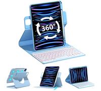 QYiiD Étui avec clavier rotatif pour iPad Air 5e/4e génération 11"/iPad Pro 11 (2022/2021/2020), coque de fixation magnétique rotative avec porte-crayon, clavier rétroéclairé amovible pour iPad Pro