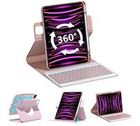 QYiiD Étui avec clavier rotatif pour iPad Air 5e/4e génération 11"/iPad Pro 11 (2022/2021/2020), coque de fixation magnétique rotative avec porte-crayon, clavier rétroéclairé amovible pour iPad Pro