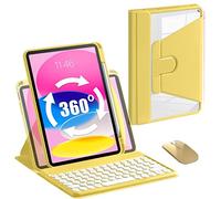 QYiiD Étui avec clavier rotatif pour iPad Pro 12.9 2022 6{^>e<^} génération/2021 5{^>e<^} génération/2020 4{^>e<^} génération/2018, coque arrière transparente, joli ensemble clavier et souris