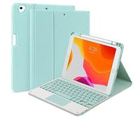 QYiiD Étui avec clavier tactile pour iPad Air 5e 4e génération, iPad Pro 11" 2022 2021/2020/2018, clavier sans fil magnétique amovible, portefeuille intelligent avec porte-crayon, vert clair