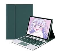 QYiiD Étui avec clavier Touchpad pour iPad Air 4 10,9 2020, iPad Air 4 génération 10,9 2020, clavier détachable avec coque fine intelligente, porte-crayon intégré, vert drakgreen