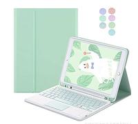 QYiiD Étui avec clavier Touchpad pour iPad Air 4e 10,9 2020, iPad Air 4 génération 10,9 2020, 7 couleurs mignonnes clavier rétroéclairé avec coque intelligente fine, porte-crayon intégré, vert