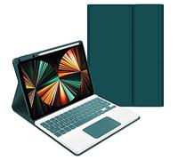 QYiiD Étui avec clavier Trackpad pour iPad Pro 12.9 5e génération (2021)/4e génération (2020)/3ème génération (2018), Housse de protection en TPU souple avec clavier Bluetooth sans fil QWERTY Vert