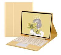 QYiiD Étui Clavier avec Pavé Tactile pour Galaxy Tab A9 8,7 Pouces 2023, AZERTY Français Clavier Coque Étui de Protection et Porte-Crayon pour Tab А9 SM-X110/X115/X117, Jaune