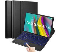 QYiiD Étui Clavier avec pavé Tactile pour Galaxy Tab S5e 2019 SM-T720/T725/T727, AZERTY Clavier Bluetooth, Rétroéclairé, Détachable avec Coque Pochette de Protection pour Galaxy Tab S5e 10.5", Noir