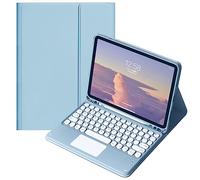 QYiiD Étui clavier avec pavé tactile pour Galaxy Tab S6 Lite 10,4" 2022/2020 SM-P610/P613/P615/P619 - Étui folio fin avec joli clavier rond sans fil avec porte-stylo S, bleu