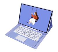 QYiiD Étui clavier avec pavé tactile pour Galaxy Tab S7 FE/S7 Plus/S7+ 12,5" 2021/2020 (SM-T730/T733/T736/T738)/S8 Plus/S8+ 12.4 2022, étui folio fin avec joli clavier sans fil à clé ronde, violet