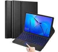 QYiiD Étui Clavier avec pavé Tactile pour Huawei MediaPad M5 8.4, AZERTY Clavier Bluetooth, Rétroéclairé, Détachable avec Coque Pochette de Protection pour 8.4" Huawei MediaPad M5 8.4 Tablet, Noir