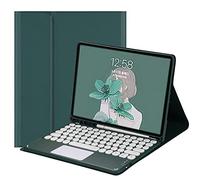 QYiiD Étui Clavier avec pavé Tactile pour iPad 10.2 Pouces 7e/8e /9e Génération, Détachable Bleutooth AZERTY Clavier avec Touchpad, Étui en PU avec Porte-Crayons, Vert foncé