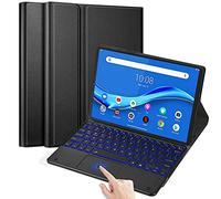 QYiiD Étui Clavier avec pavé Tactile pour Lenovo Tab M8, AZERTY Clavier Bluetooth, Rétroéclairé, Détachable avec Coque Pochette de Protection pour Lenovo Tab M8 (TB-8505F / TB-8505X) 8 2019, Noir