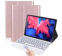 QYiiD Étui Clavier avec pavé Tactile pour Lenovo Tab P11 / P11 Plus 11" (2021 Release, Model TB-J606F / TB-J606L) 11", AZERTY Clavier Bluetooth, Rétroéclairé, Coque Housse, Or Rose