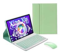 QYiiD Étui clavier avec souris pour Lenovo Tab P11 Plus 2021/Tab P11 2020 11" (TB-J606F TB-J606X TB-J616F), étui de clavier intelligent fin avec joli clavier rond sans fil, vert