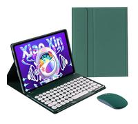 QYiiD Étui clavier avec souris pour Lenovo Tab P11 Pro 11,5" 2020 (TB-J706F / TB-J706L), étui de clavier intelligent fin avec joli clavier rond amovible sans fil, vert dragon