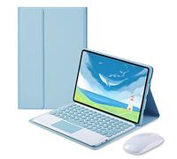 QYiiD Étui clavier avec souris pour Lenovo Tab P11 Pro 2ème génération 11,2" 2022 (TB-132FU/TB-138FC), étui portefeuille avec clavier sans fil amovible pour Lenovo Tab P11 Pro Gen 2, bleu