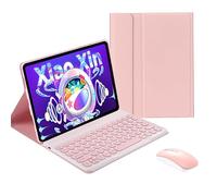 QYiiD Étui clavier avec souris pour Lenovo Tab P12 Pro version 2021 12,6" (TB-Q706F TB-Q706Z), étui folio fin avec touches rondes et souris amovibles, rose