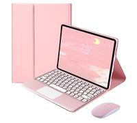 QYiiD Étui clavier avec souris pour Lenovo Tab P12 Pro version 2021 12,6" (TB-Q706F TB-Q706Z), housse de clavier folio avec jolie touche ronde sans fil amovible, rose