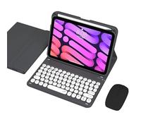 QYiiD Étui Clavier et Souris pour iPad Mini 6 8,3" 2021, AZERTY Clavier Détachable Mince Folio Smart Cover, avec Support pour Stylet - Noir