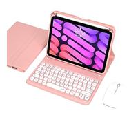 QYiiD Étui Clavier et Souris pour iPad Mini 6 8,3" 2021, AZERTY Détachable Mince Folio Smart Cover, 6ème Génération, avec Support pour Stylet - Rose