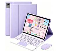 QYiiD Étui Clavier pour 2025 Lenovo Idea Tab Plus 12.1 Pouces/Tab K12, Pavé Tactile Multi-Touch, AZERTY Clavier Bleutooth sans Fil Amovible, Support Réglable avec Souris, Violet