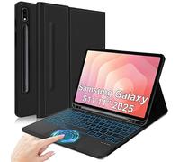 QYiiD Étui Clavier pour Galaxy Tab S11 2025 11 Pouces, 7 Couleurs Rétro-éclairé, Smart Touchpad, AZERTY Français Clavier Magnétique Bluetooth Housse pour Galaxy Tab S11, Noir