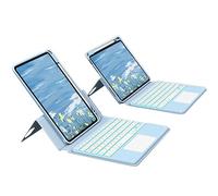 QYiiD Étui Clavier pour iPad 10e Gén 10,9 Pouces 2022, Magnétique Transparent Vertical Housse et Porte-Crayon & Détachable AZERTY Rétroéclairé Clavier avec pavé Tactile pour New iPad 10th, Bleu