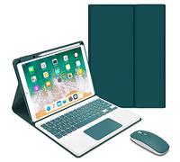 QYiiD Étui Clavier pour iPad 9.7 2018/2017 (6a / 5e Gen), étui pour Clavier à Couleurs Amovibles Détachable avec pavé Tactile et Porte-Stylet pour iPad 2018/2017 9.7", Vert foncé