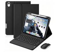 QYiiD Étui Clavier pour iPad Air 11" M4/M3/M2, iPad Air 5/4ème Génération 10,9", Pavé Tactile Multi-Touch, AZERTY Clavier Bleutooth avec Souris, Coque Fine en PU avec Support et Porte-Pencil, Noir
