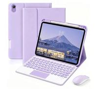 QYiiD Étui Clavier pour iPad Air 11" M4/M3/M2, iPad Air 5/4ème Génération 10,9", Pavé Tactile Multi-Touch, AZERTY Clavier Bleutooth avec Souris, Coque Fine en PU avec Support et Porte-Pencil, Violet